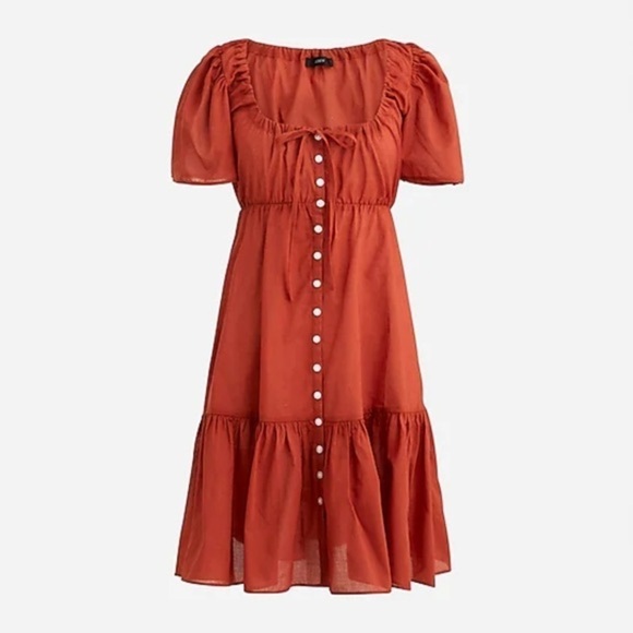 J. Crew Cotton Voile Tiered Button Down Mini Dress - Picture 1 of 8